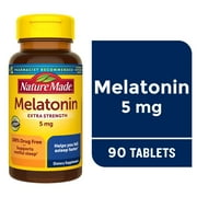 Nature Made Melatonin 5 mg Ex Strength Tablets, 100% Drug Free Sleep Aid for Adults, 90 Ct