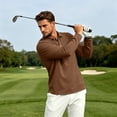 thumbnail image 5 of Vxararl Mens Golf Polo Shirts Long Sleeve UPF 50+ Performance Lightweight Business Casual Classic Collared Golf Shirts Light Brown L, 5 of 9