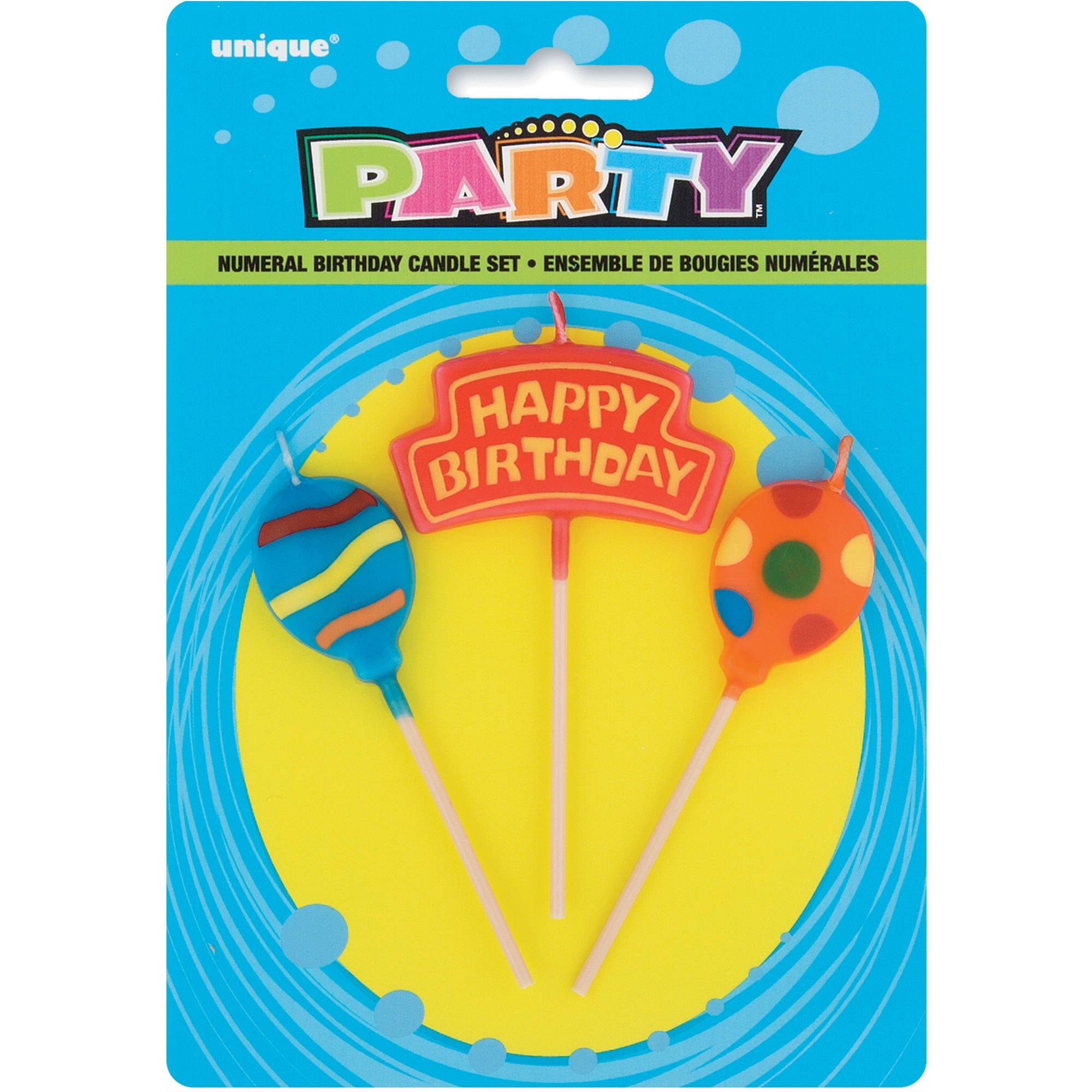 Balloons Birthday Candles Set, 3pc