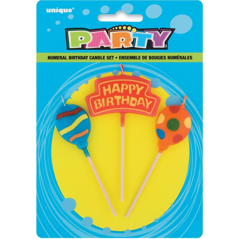 Balloons Birthday Candles Set, 3pc