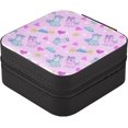 thumbnail image 3 of Leather Jewelry Box Lovely Unicorn Portable Mini Jewelry Storage Bag for Travel, Small Ring Case Earrings Organizer Necklaces Box for Women Girls Women Gifts, 3 of 7