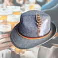 thumbnail image 6 of Segolike Fedora Hat for Men Derby Bowler Hat Decorative Winter Bucket Hat Fancy Dress Curled Brim Cap Jazz Hat for Beach German Travel Dark Gray, 6 of 8