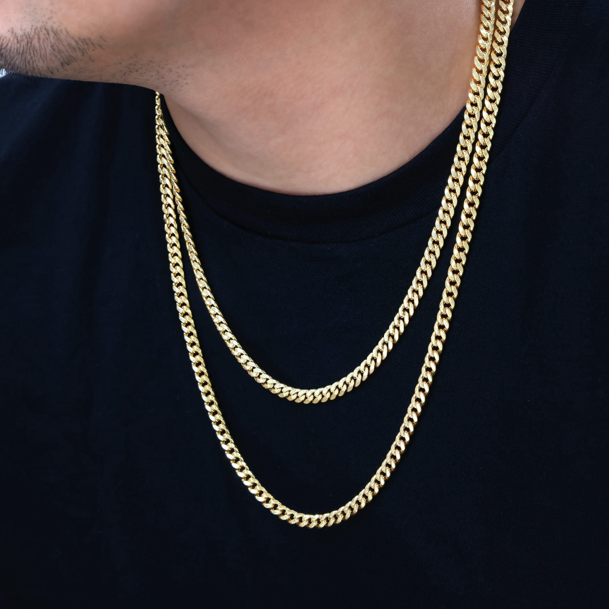 Nuragold 14k Real Yellow Gold Miami Cuban Lightweight Link 6.7mm Chain Necklace (16"-30") Italian Jewelry for Men & Women