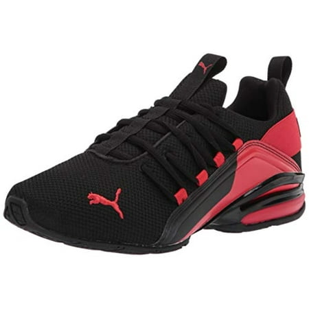 PUMA Men's Axelion Running Shoe, Black-High Risk Red, 10