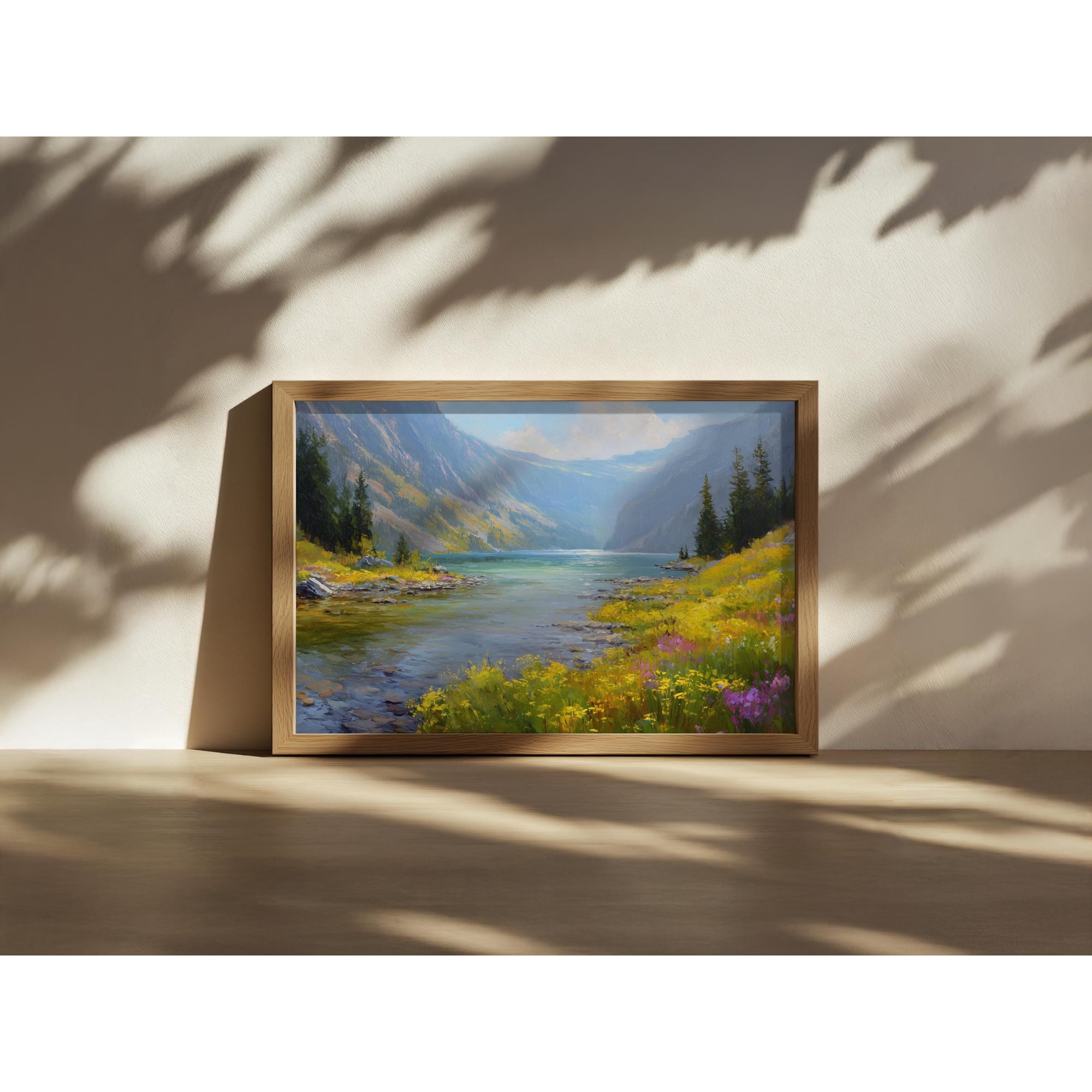 Avalanche Lake Glacier National Park Montana Mountain Forest Lakeside Spring Wildflower Nature Landscape Botanical Wall Art Poster , Poster Print Only