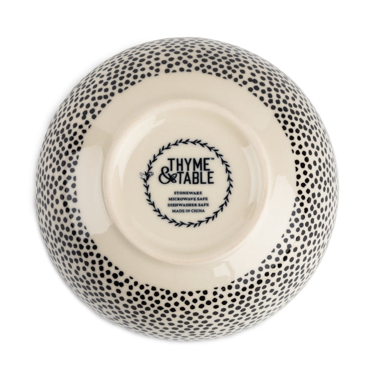 Stoneware Ramen Noodle Bowl with Geometric Dot Pattern photo 4