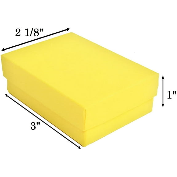 888 Display - Pack of 20 Boxes of 3" x 2 1/8" x 1"H Yellow Kraft Cotton Filled Jewelry Boxes