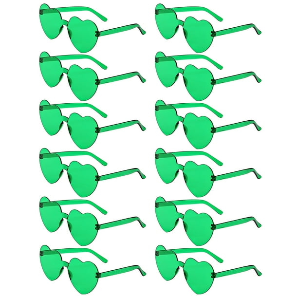Gafas de sol LYMOJOR Green Heart sin montura para mujer, 12 pares