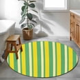 thumbnail image 4 of Area Rug 36in, Yellow Green Color Stripes Floor Carpet Living Room Rug, Summer Minimalist Art Non-Slip Welcome Mat Indoor Rugs for Bedroom Dining Room, 4 of 9