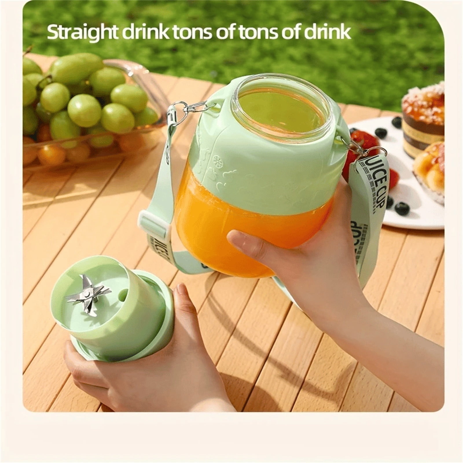 Clearance! Under$5 Wireless Portable Juicing Bucket Electric 800ml Sports Cup Fresh Fruit Juicer With Large Capacityand 14 Stainless Steel Blades A