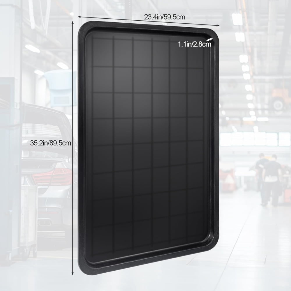 3pc Black Plastic Rectangular Stackable Automotive Drip Pans, 35.2 x 23.4 Inches, Matte or Glossy Finish, 3pc Replacement Range Drip Pans, for Car Maintenance, Cleaning, Pet Care