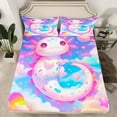 thumbnail image 2 of Feelyou Dreamy Axolotl Full Size Sheets, Cartoon Rainbow Galaxy Bed Sheets, Teens Boys Girls Kids Sheet Sets, Breathable Home Decor, 4-Piece, 2 of 7