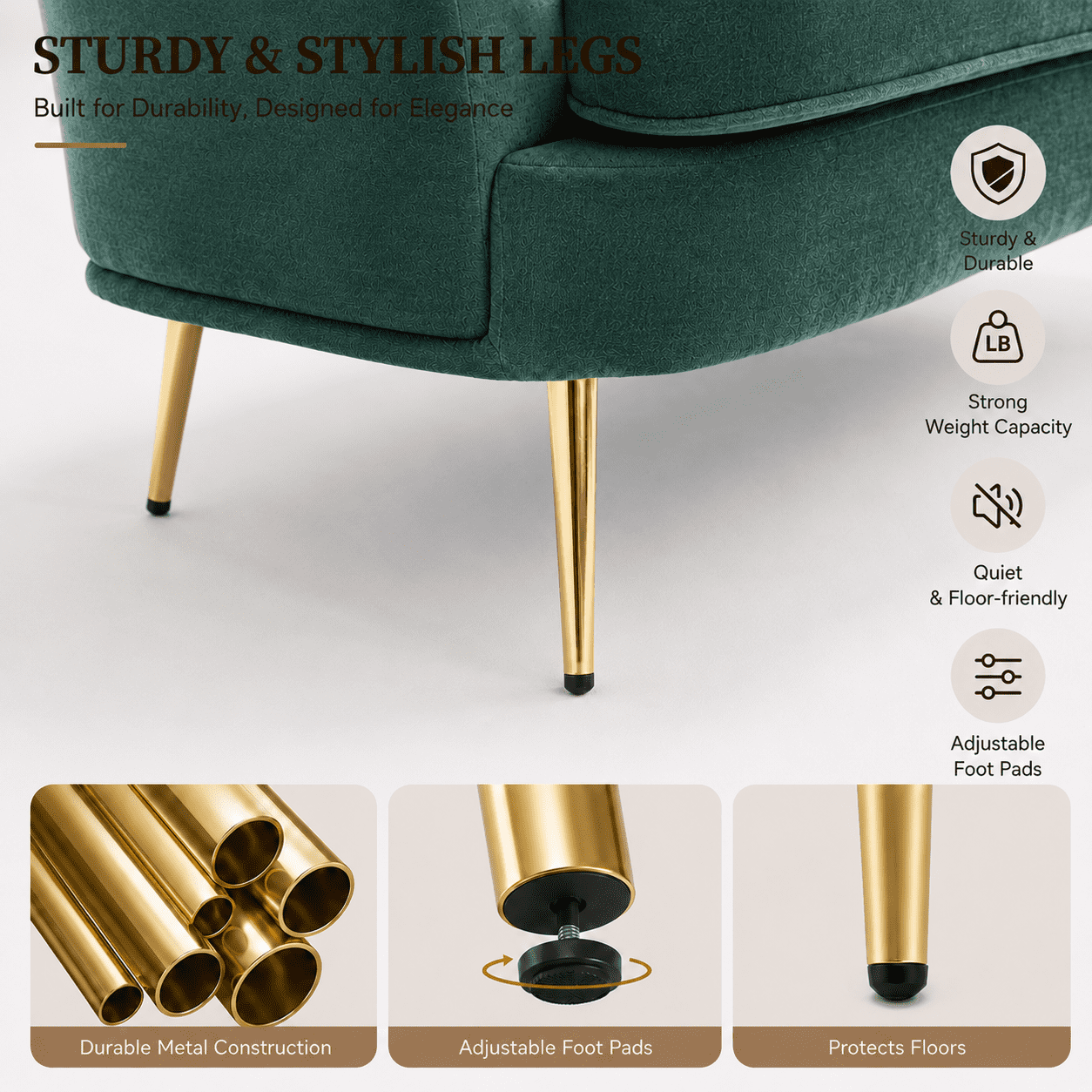 MOONMISS Chenille 2-Seater Loveseat with Gold Legs,Scallop-Tufted Curved-Back Sofa for the Living Room or Bedroom,Emerald