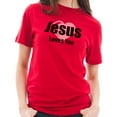 thumbnail image 3 of Big Size Jesus Loves You Phrase Graphic Design Short Sleeve Jersey T-Shirt - Red 2XL, 3 of 4