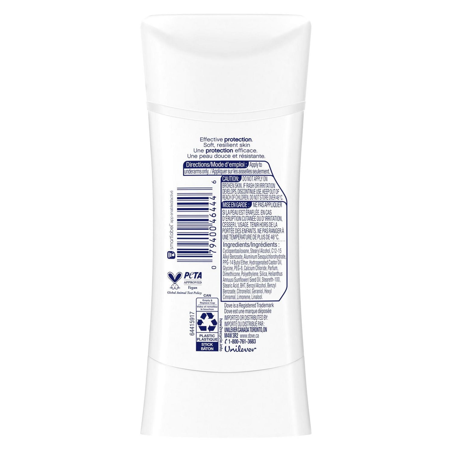 Antisudorifique désodorisant pour femme Dove Soin Avancé Invisible Parfum Fini Clair avec technologie pro-céramides pour une peau douce et résistante 74g