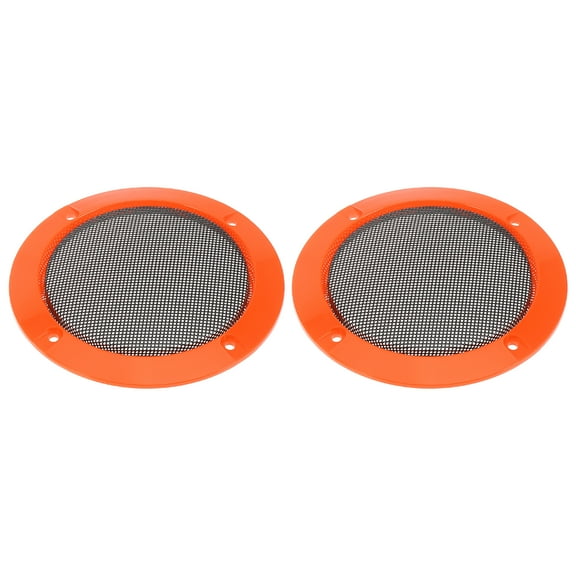 2pcs 5" Vehicle Audio Speaker Cover Mesh Subwoofer Horn Guard Decorative Circle Grille Protector Orange