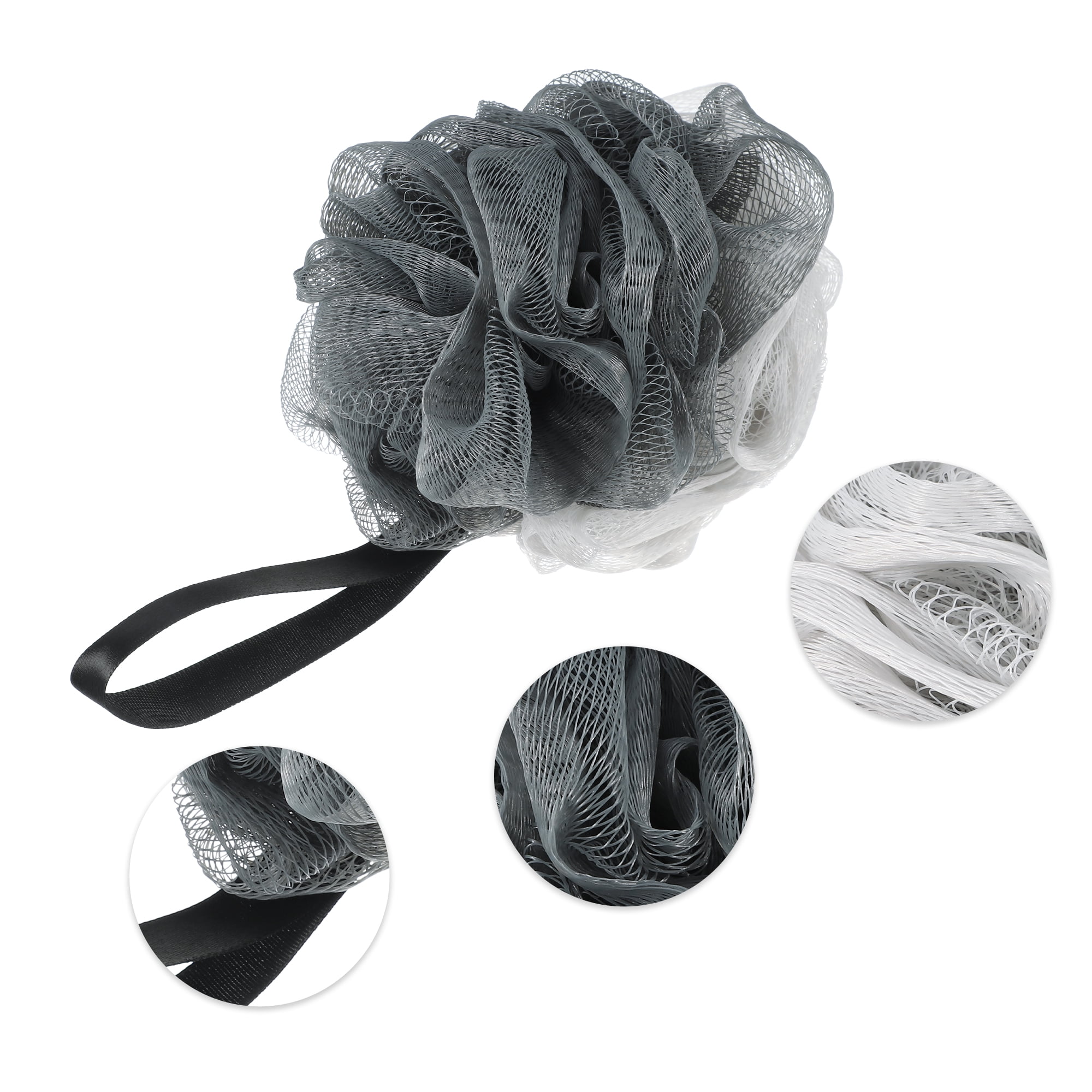 Unique Bargains Bath Shower Loofah Sponge Body Puffs 5.31"x4.33" 1 Pc Gray, Deep Gray