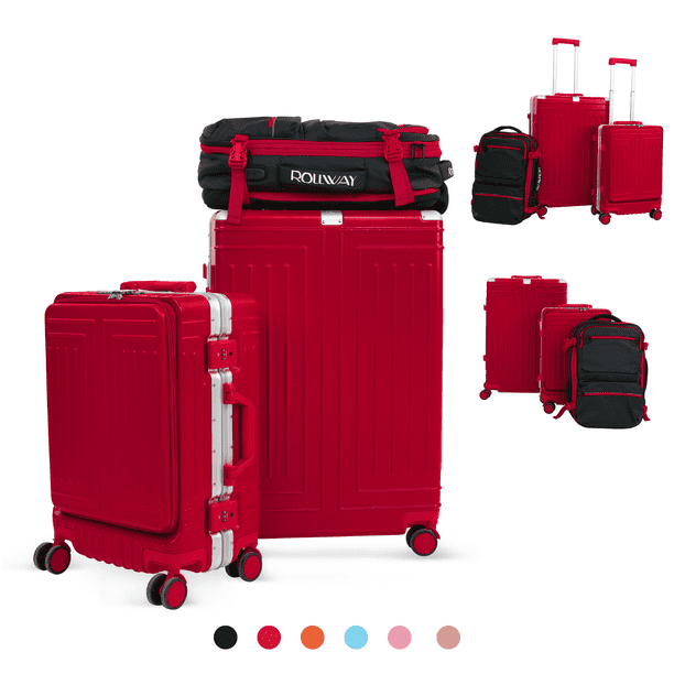 Maletas de Viaje 20 y 26 Pulgadas con Ruedas y Mochila ROLLWAY RW-LU04 Color Rojo