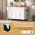 thumbnail image 3 of ChVans 59" W Kitchen Island with Drop Leaf, Rolling Kitchen Cart with Storage on Wheels, Large Island Table for Kitchen with Rubber Wood Top and Rack and Drawer, 3 of 9