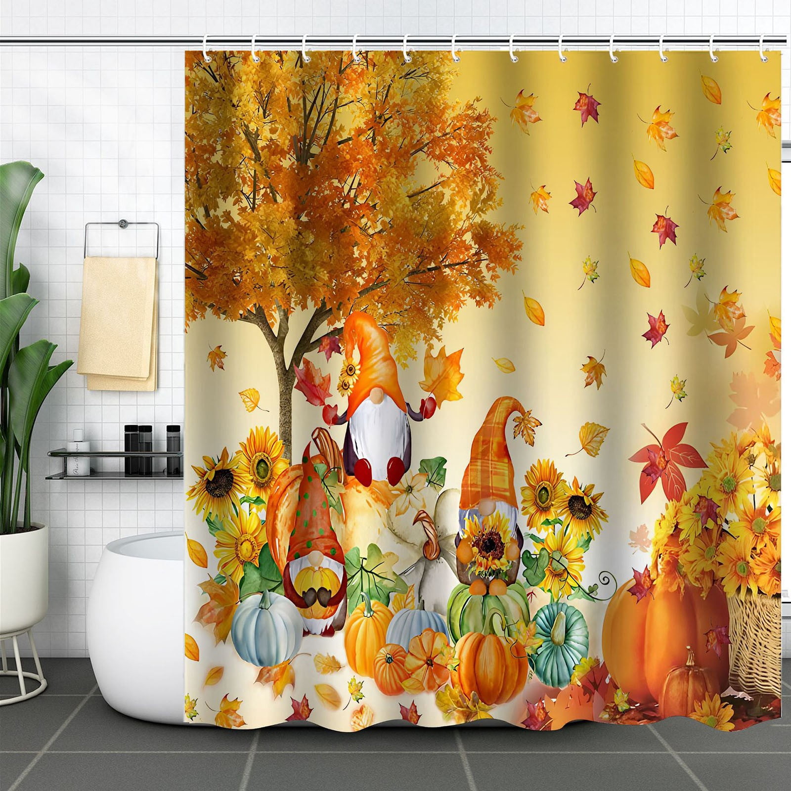 (Clearance) pdqouc Shower Curtain Colorful Bathroom Curtains,Floral Fabric Polyester Printed Waterproof Washable Modern Curtain Rustic Home White Shower Curtain for Spring Summer 70.8 x 70.8 Inch