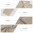 thumbnail image 4 of Men's Linen Shirts Long Sleeve Polo-Collared Button Solid Color Shirt Versatile Breathable Casual Business Tees (XL, Khaki), 4 of 5