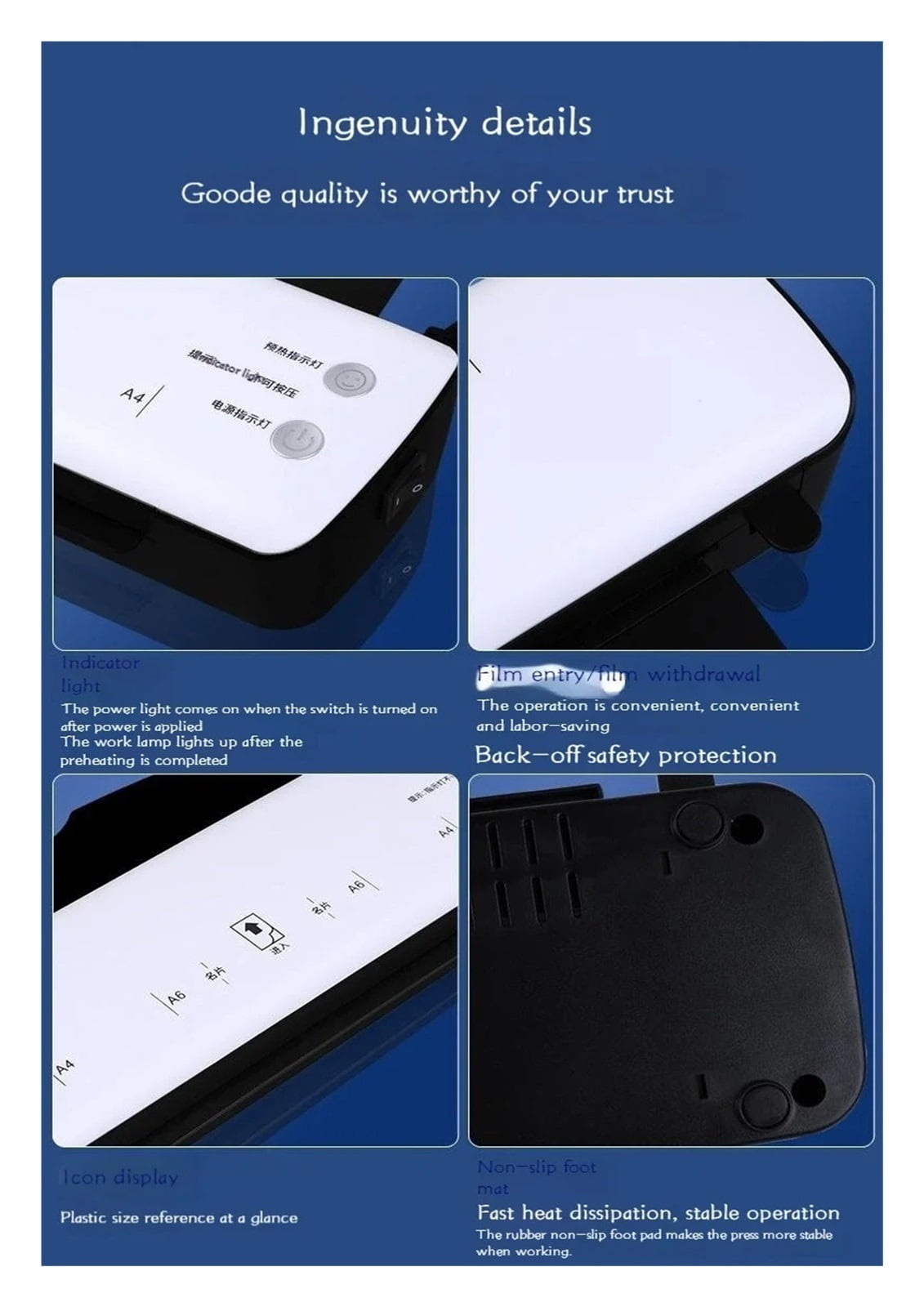 A4 Machine Photo Laminating Machine Home Small Office Photo Plastic Sealing Information Certificate Document Laminating Machine