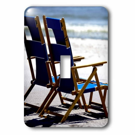 3dRose Beach Chairs, Umbrella, Ship Island, Mississippi - US25 FVI0023 - Franklin Viola, Double Toggle Switch