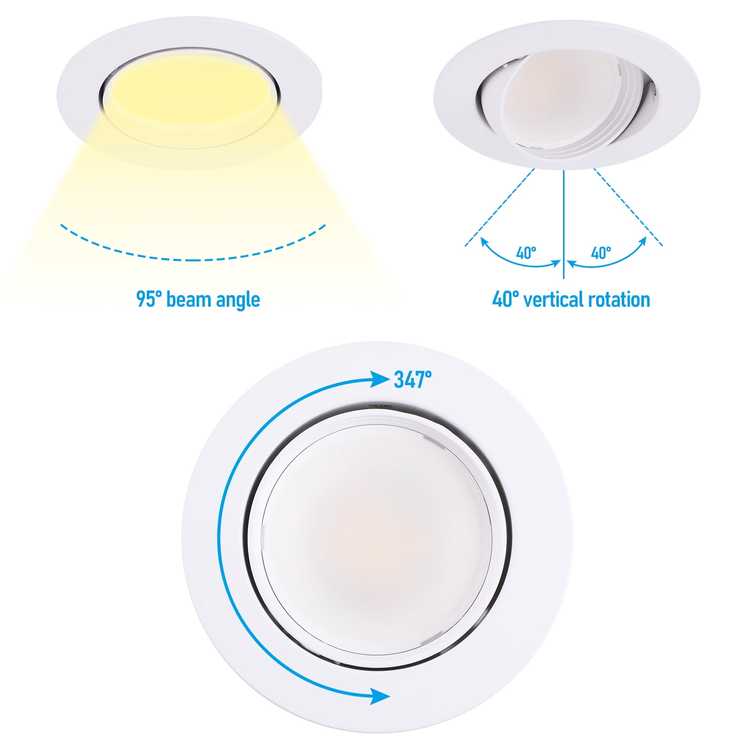 4 Pack 4" 5CCT Gimbal LED Recessed Light Dimmable, 2700K/3000K/3500K/4000K/5000K Selectable, 8W CRI90 Retrofit Can Lights, 660LM Directional Angled Trim Ceiling Downlight