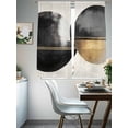 thumbnail image 4 of Abstract Art Sheer Curtains 63 Inches Long 2 Panels Black Gold Circle Striped Geometric Minimalist Light Filtering Semi Sheer Window Curtains Drapes for Bedroom Living Room 52"x63", 4 of 7