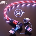 thumbnail image 2 of LED Flowing Light Charging Magnetic USB Cord Glow Type C Cable Magnetic Cable Micro Charger Cable for iPhone Huawei Samsung Blue for Micro 2m, 2 of 6