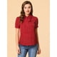 thumbnail image 2 of Blusa De Gasa Con Cuello Peter Pan Y Manga Corta Con Lunares Para Mujer rojo L, 2 of 6