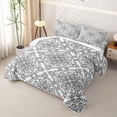 thumbnail image 3 of jejeloiu Elegant Damask Bed Spread Queen For Men Women,Floral Pattern Queen Coverlet Set,Black White,3-Piece, 3 of 7