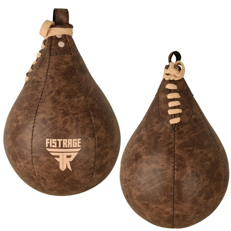 FISTRAGE Vintage Leather Speed Bag, Boxing Punching Training