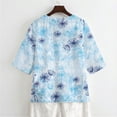thumbnail image 5 of Xoenoiee Dandelion Flower Print Button Down Shirts for Women Summer 2026 Cotton Linen V Neck 3/4 Sleeve Tops Loose Vacation Beach Blouses Tunic, Size 2XL, 5 of 7
