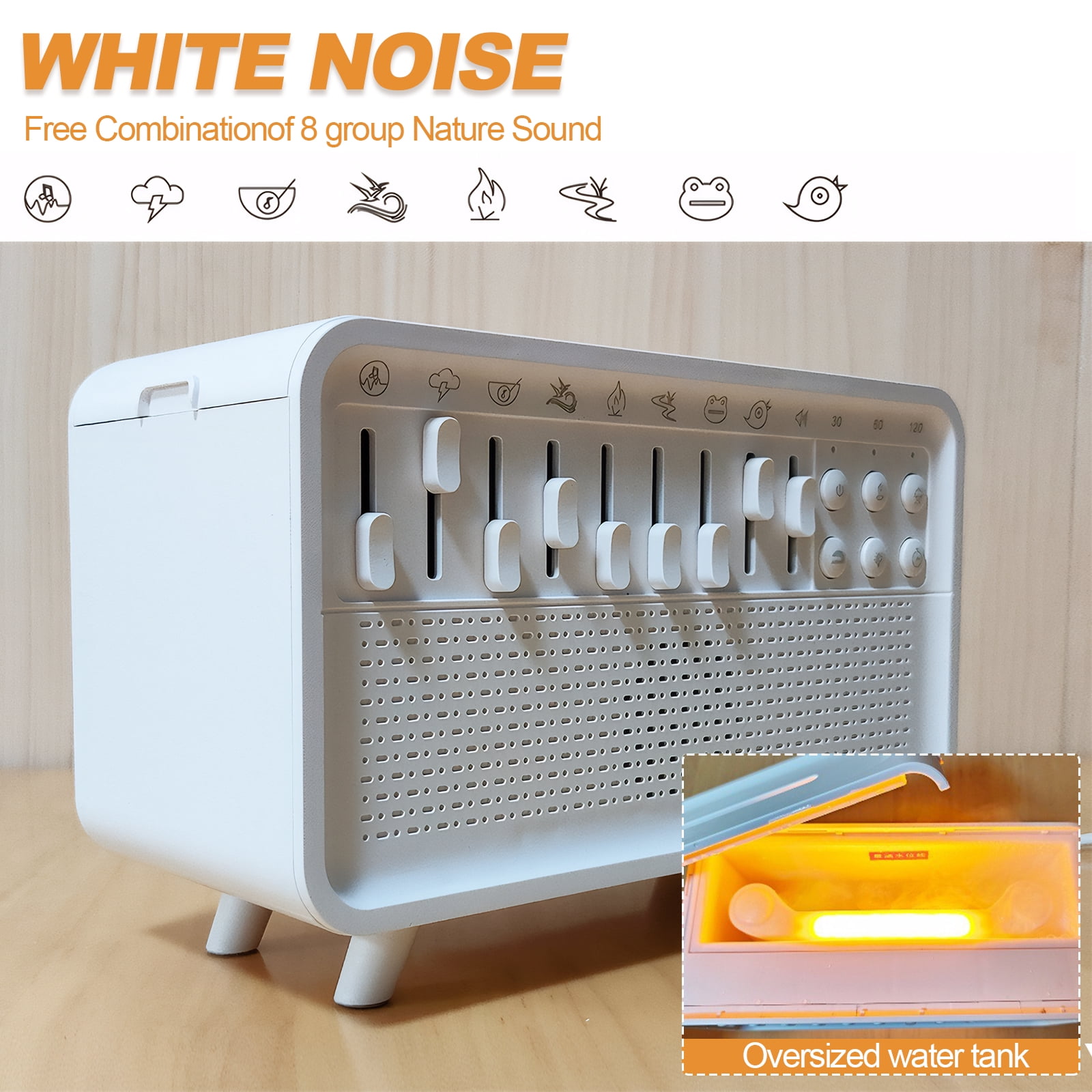 Led White Noise Bt Speaker Rechargeable Aroma Humidifier Night Light For Bedroom White Noise Speaker