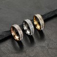 thumbnail image 4 of Anillo de pareja de acero de titanio con circonitas cuadradas estrelladas de una o dos filas de joyería de acero inoxidable para mujer, 4 of 6