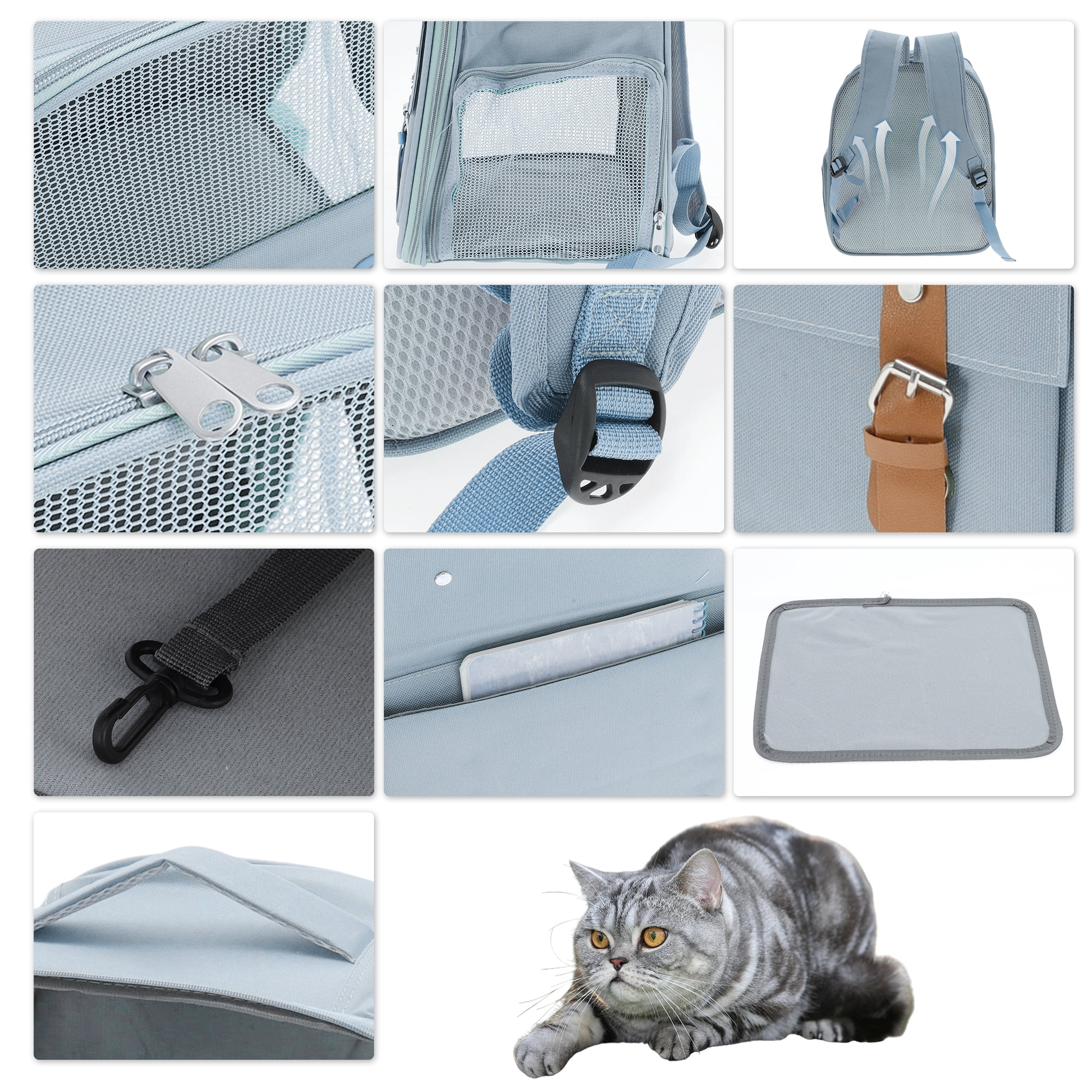 Unique Bargains Pet Backpack for Cats and Small Dogs Breathable Carrier Blue