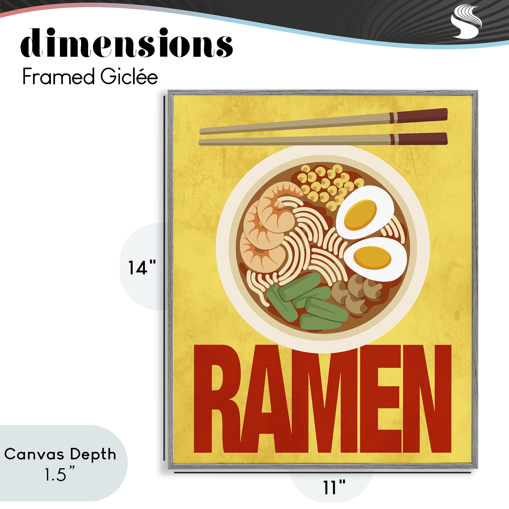 Stupell Industries Bright Ramen & Chopsticks Gray Framed Giclee Art, design by Marcus Prime