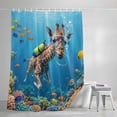 thumbnail image 4 of Funny Diving Giraffe Shower Curtain Set, Waterproof Shower Curtains for Bathroom, Ocean Coastal Coral Fish Marine Life Washable Fabric Bath Curtain for Bathtub Decoration with Hooks 66x72 Inches, 4 of 9