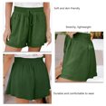 thumbnail image 4 of Pantalones cortos de pierna ancha para mujer, pantalones cortos de verano transpirables de Color puro con cintura alta elástica con cordón, 4 of 5