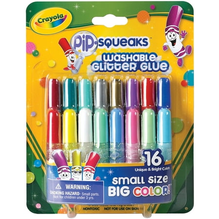 Crayola Pip-Squeaks Glitter Glue Set, 16 Colors