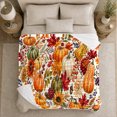thumbnail image 5 of Autumn Harvest Pumpkin Watercolor Garden Artwork, Cozy Friendship Quote Scene, Warm Flannel Blanket for Living Room and Reading Nook, Art Lovers Thanksgiving Gift, Festive Home Decor, 5 of 9