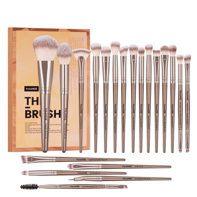 20pcs/Set Eye Makeup Brushes Set with Case Coffee Brown Professional Soft Cosmetic Brushes Beauty Facial Tools