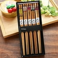 thumbnail image 2 of 5-Pairs Reusable Japanese Chopsticks, Non-slip Design Natural Wood Chopsticks, Lightweight and Easy to Use, Chopsticks Suitable for Beginners, 8.8 Inch Gift Set, 2 of 8