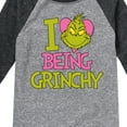 thumbnail image 3 of The Grinch - I Love Being Grinchy - Toddler & Youth Raglan Graphic T-Shirt, 3 of 4