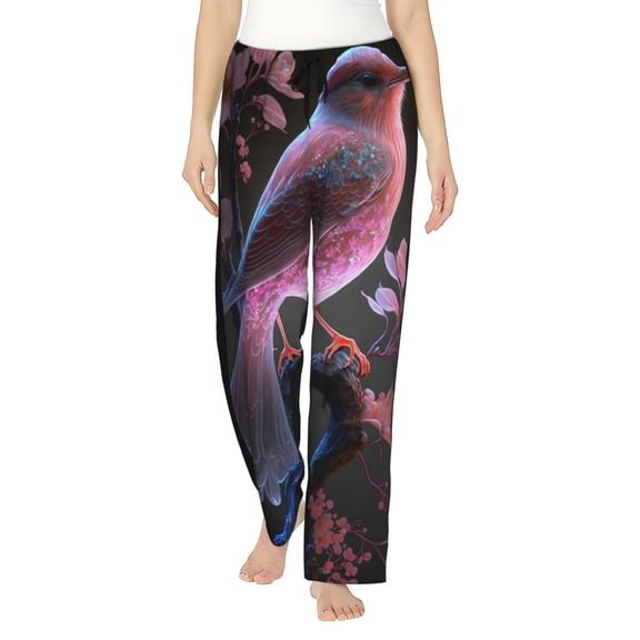 Logiee Bird6 Print Women Pajama Pants,Comfy Pj Bottom with Pockets & Drawstring,Stretch Casual Sleepwear-Small