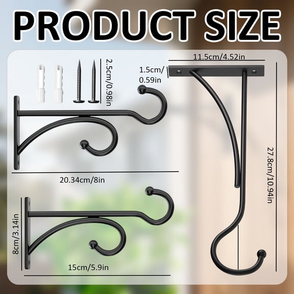 Clearance Under $4.89! 1PC Metal Plant Hanger, Wall Mounted Hook for Hanging Baskets & Bird Feeders, Iron, for Garden & Patio, (27.8x11.5cm, C)
