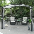 thumbnail image 4 of MeetLeisure 11'x11' Outdoor Pergola with Sidewalls, Arched Top Metal Pergola with Steel Frame & Textilene Canopy for BBQ Party Family Gathering, Grey, 4 of 9
