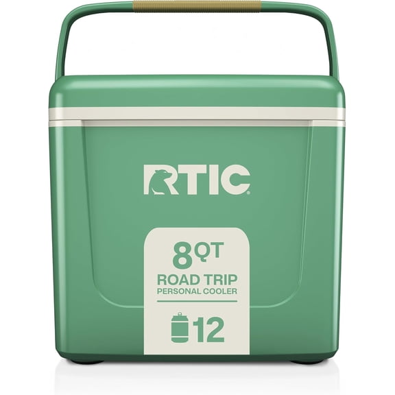 8 QT Road Trip Personal Cooler, Small, Compact, Insulated, Portable Ice Chest Box for Food, Drink, Beverage, Beach, Camping, Picnic, Fishing, Boat, 12-Can Capacity