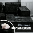 thumbnail image 5 of Congermom 105" Modular L-Shape Sectional Sofa with Chaise & Pillows, Comfy Deep-Seat Cloud-Couch, Luxury Velvet Sectional for Living Room, Right Facing Chaise, Black, 5 of 8